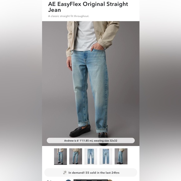 American Eagle AE Easy Flex Original Straight Men’s 32x30 Jeans NWT - Picture 5 of 8